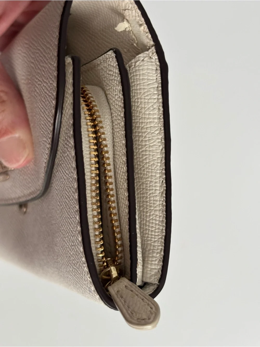 Coach Cream Saffiano Envelope Wallet with Gold Logo